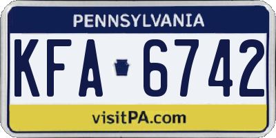 PA license plate KFA6742
