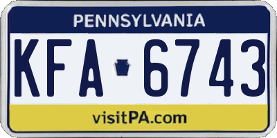 PA license plate KFA6743