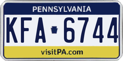 PA license plate KFA6744