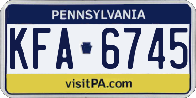 PA license plate KFA6745