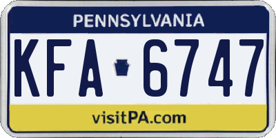 PA license plate KFA6747