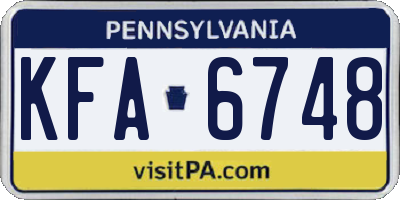 PA license plate KFA6748