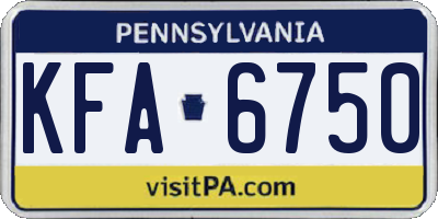 PA license plate KFA6750