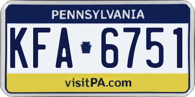 PA license plate KFA6751