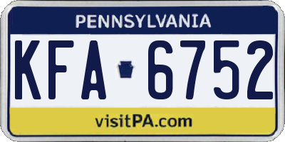 PA license plate KFA6752