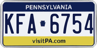 PA license plate KFA6754