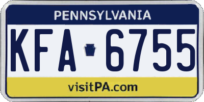 PA license plate KFA6755