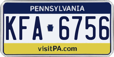 PA license plate KFA6756