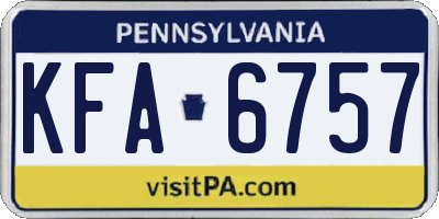 PA license plate KFA6757