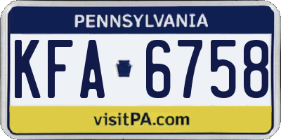 PA license plate KFA6758