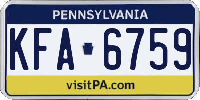 PA license plate KFA6759