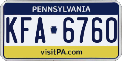 PA license plate KFA6760