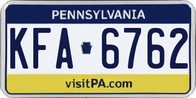 PA license plate KFA6762