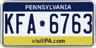 PA license plate KFA6763