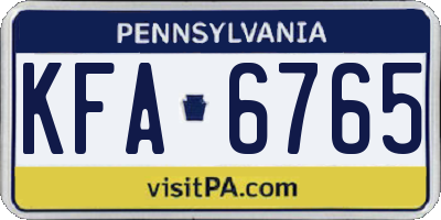 PA license plate KFA6765