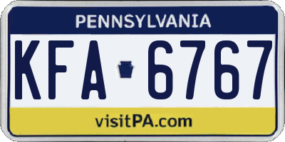 PA license plate KFA6767