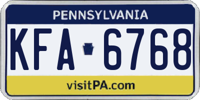 PA license plate KFA6768