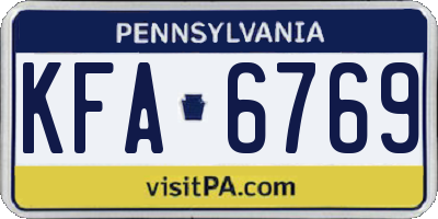 PA license plate KFA6769