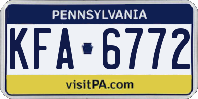 PA license plate KFA6772