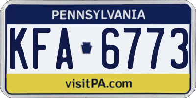 PA license plate KFA6773
