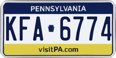 PA license plate KFA6774