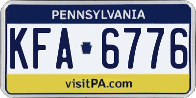 PA license plate KFA6776