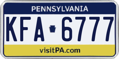 PA license plate KFA6777