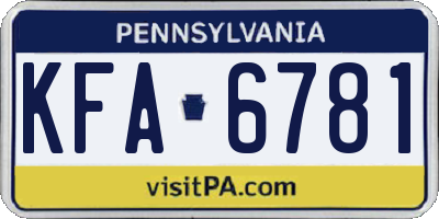 PA license plate KFA6781