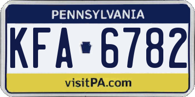 PA license plate KFA6782