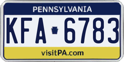 PA license plate KFA6783