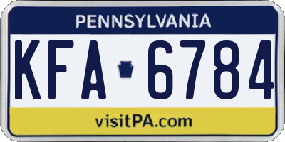 PA license plate KFA6784