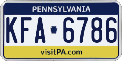 PA license plate KFA6786