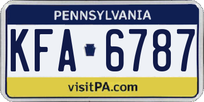 PA license plate KFA6787