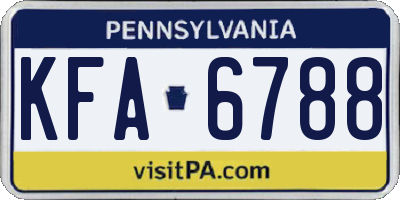 PA license plate KFA6788