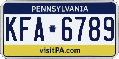 PA license plate KFA6789