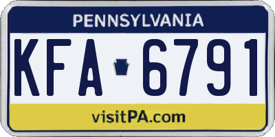 PA license plate KFA6791