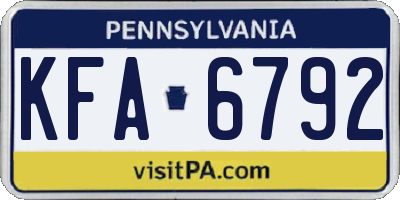 PA license plate KFA6792