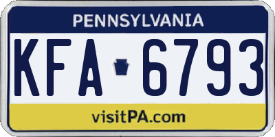 PA license plate KFA6793