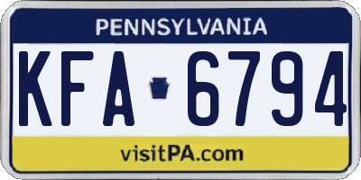 PA license plate KFA6794