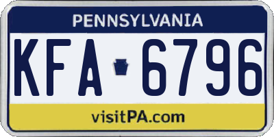 PA license plate KFA6796