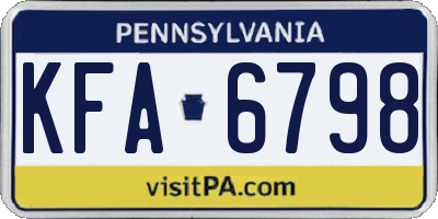 PA license plate KFA6798