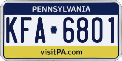 PA license plate KFA6801