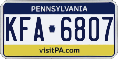 PA license plate KFA6807