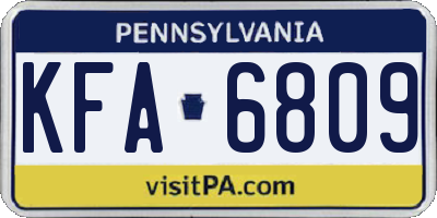 PA license plate KFA6809
