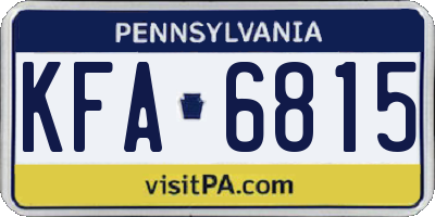 PA license plate KFA6815