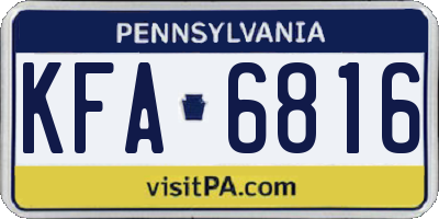 PA license plate KFA6816
