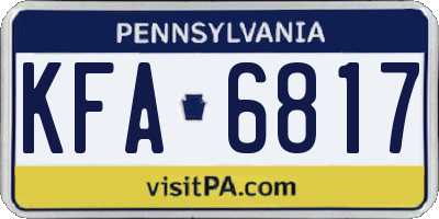 PA license plate KFA6817