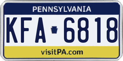 PA license plate KFA6818