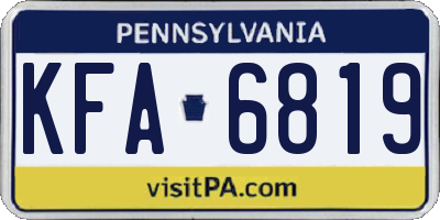 PA license plate KFA6819