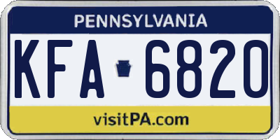 PA license plate KFA6820